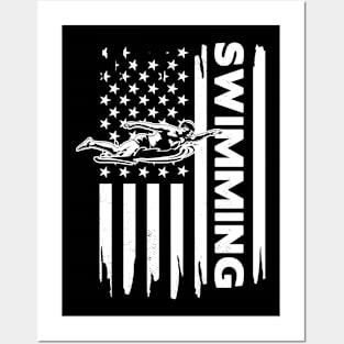 Swimming US flag graphic concept Posters and Art